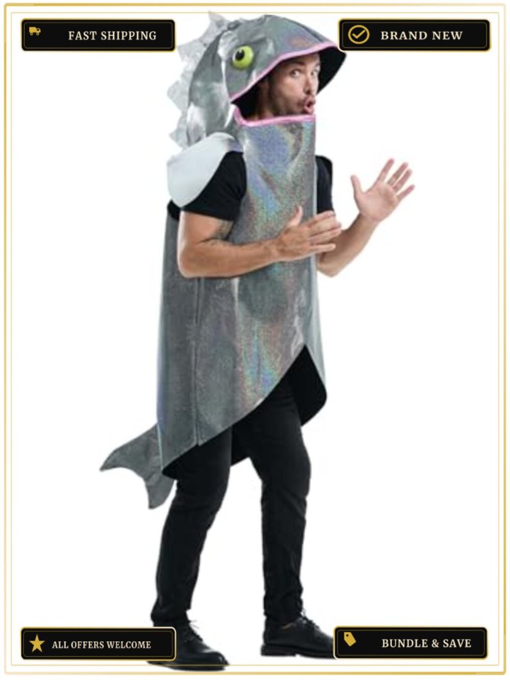 Adult Fish Costume Funny Sea Halloween Cosplay Polyester